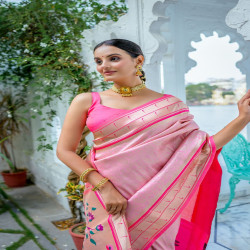 Kanjivaram Silk Saree with Paithani Pallu & Contrast Blouse